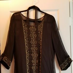 Black and Gold Silk Tunic